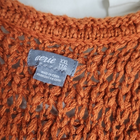Aerie Orange Brown Open Knit Tank Top size XXL - Picture 3 of 5